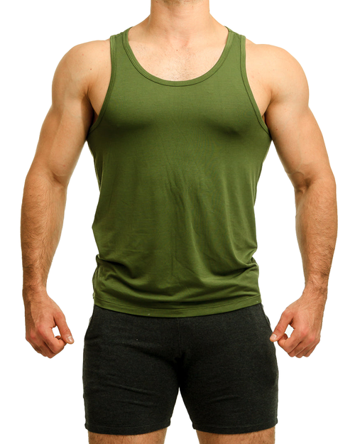 Solid Olive Green Tank Top - Tank Tops