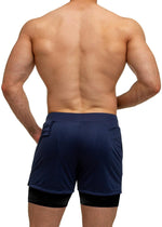 Navy Blue Workout Shorts with Compression Pants