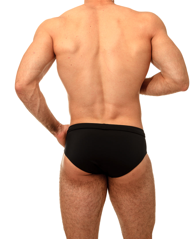 Solid Black Brief Seamless Front - Swimbriefs