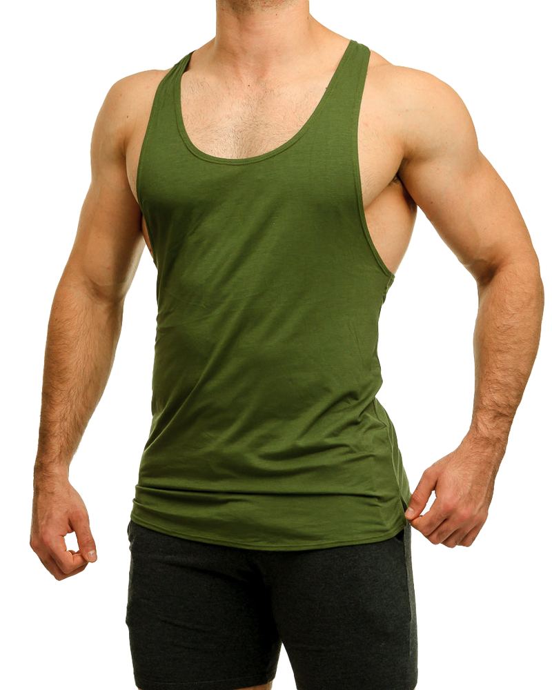 Olive Green Racer Back Tank Top - Tank Tops