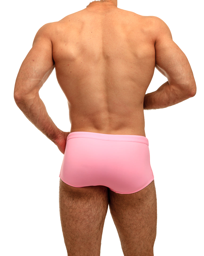 Solid Light Pink SquareCut Brief - Swimbriefs