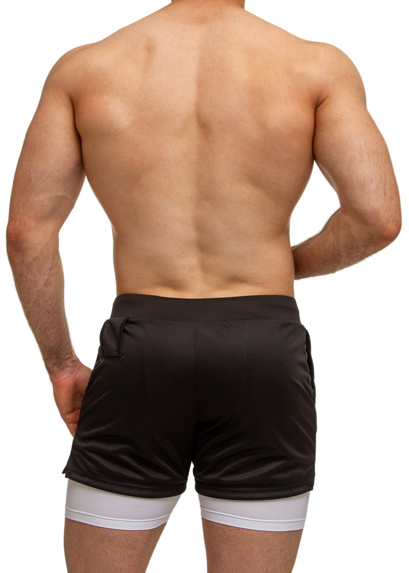 Black Workout Short with Compression Pants - Men's Sportswear