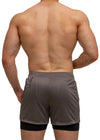 Grey Workout Shorts with Compression Pants