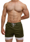 Olive Green Workout Shorts with Compression Pants