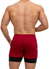 Burgundy Workout Shorts with Compression Pants