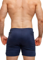 Navy Blue Mesh Short With Zipper Pocket